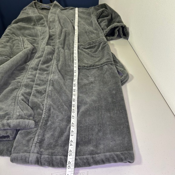 Polo Ralph Lauren Men's Gray Cotton Velour Bath Robe S/M Cozy Loungewear Holiday - Picture 11 of 12